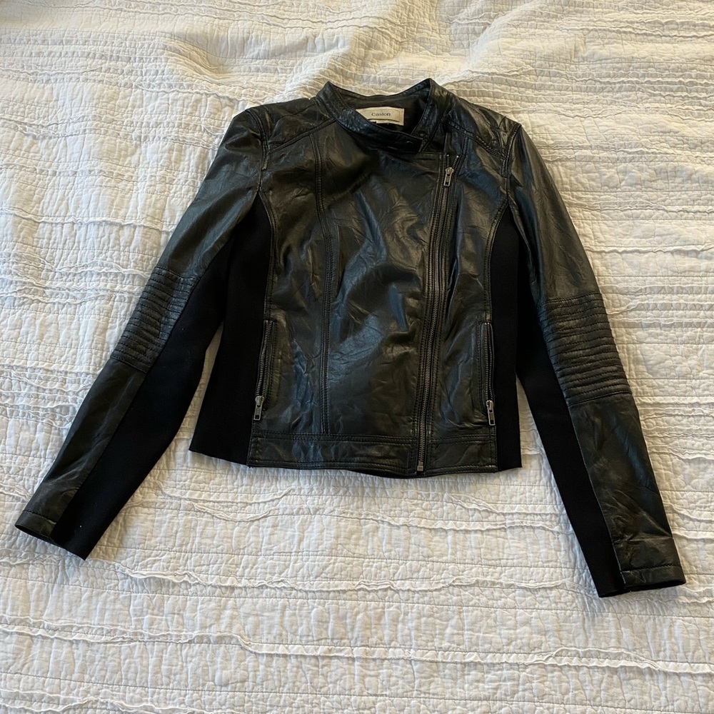 Women’s leather moto jacket